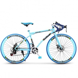 LIKEJJ Vélos de routes Vélo de route adulte, vélo de course pour hommes à double frein à disque, vélo de route à cadre en acier à haute teneur en carbone, véhicule utilitaire urbain 26 pouces, vélo de route 24 vitesses-bleu