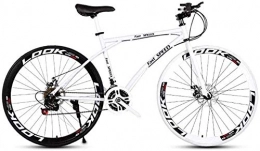 baozge vélo Vélos de route pour hommes et femmes 24 vitesses 26 pouces Vélos pour adultes seulement Cadre en acier à haute teneur en carbone Vélo de course Vélo de route à roues Vélo à double frein à disque (blan