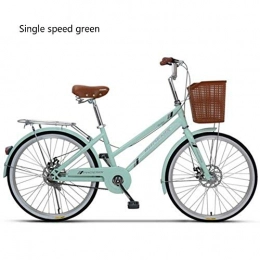  Vélos de villes 24-26 Pouces Femmes Vélo Vélo De Route Rétro Vélo Dames Vélo Bicicleta Aluminium Double Disque De Frein Fille (singlespeed Green, 24 inch)