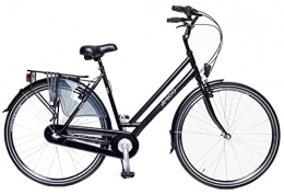 amiGO Vélos de villes Amigo Bright - Vélo de ville pour femme - Vélo 28" - Convient à partir de 175 à 185 cm - Dérailleur Shimano 3 vitesses - Vélo de ville avec frein à main, rétropédalage, éclairage et béquille - Noir