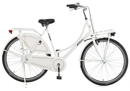 amiGO Vélos de villes Amigo Eclypse - Vélo de ville pour femme - Vélo 28" - Convient à partir de 175 à 185 cm - Vélo de ville avec frein à main, rétropédalage, porte-bagages avant, éclairage et béquille - Blanc