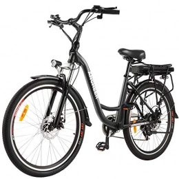 Ancheer vélo ANCHEER 26" Vélo électrique de Ville avec Batterie Amovible 12, 5 Ah, Freins à Double Disque 30 Miles (Vélo de Ville- Noir)