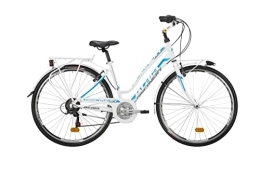 Atala Vélos de villes Atala Vélo Citybike Modèle 2021 Discovery S, 18 vitesses, couleur blanc-bleu, taille 49 (M)