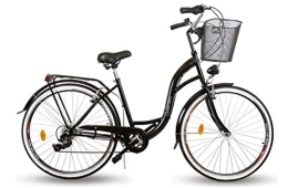 Generic vélo BDW Vélo de ville pour femme 6 vitesses Shimano LED 6 vitesses Vélo de ville Vélo de ville Vélo de ville Vélo de trekking Vélo de ville Vélo de trekking KSTELNOS ! (Noir)