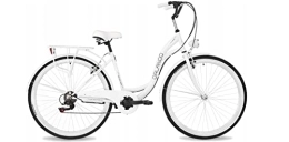 Generic Vélos de villes BDW Vélo de ville pour femme et fille - Vélo de ville - Vélo de randonnée - 7 vitesses Shimano (blanc), 18