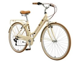 BIKESTAR Vélos de villes BIKESTAR VTC Vélo de Ville en Aluminium 26" Pouces | 7 Vitesse Shimano, Vélo Urbain pour Femme, Vélo de Confort Retro | Beige