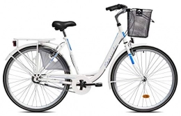 Breluxx® 28 pouces Vélo Femme Diana Frein à rétropédalage, moyeu Nexus 3 vitesses, vélo de ville avec panier + éclairage, vélo rétro blanc – Modèle 2020