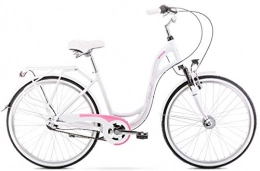 breluxx vélo Breluxx® Vélo pour femme 26 pouces en aluminium Symfonia, frein à rétropédalage, Nexus 3 vitesses, dynamo moyeu + éclairage, vélo rétro, blanc / rose – Modèle 2020