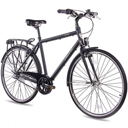 CHRISSON vélo CHRISSON Vélo de ville 28" pour homme - City One - Noir - 56 cm - Avec moyeu Shimano Nexus 3 vitesses - Vélo de ville pratique pour homme