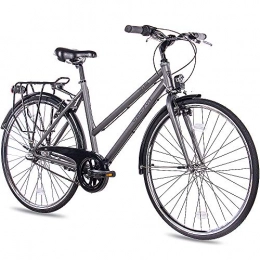 CHRISSON vélo CHRISSON Vélo de ville pour femme - City One - Anthracite mat - 50 cm - Vélo pour femme avec 3 vitesses Shimano Nexus - Vélo de ville pratique pour les femmes