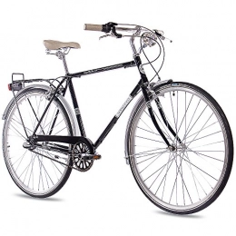 CHRISSON Vélos de villes CHRISSON Vélo de ville vintage pour homme - 28 pouces - Noir - Old School - Moyeu Shimano Nexus à 3 vitesses et frein à rétropédalage - Vélo de ville rétro pour homme