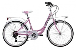 CINZIA Vélos de villes CINZIA Liberty City Bike Vélo pour femme, 6 vitesses, Fuxia-Blanc