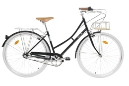 FabricBike vélo Fabric City - Vélo de Ville avec Panier, Interne 3 Vitesses Shimano, Femme Hollandais City Bike, 5 Couleurs, 14kg (Black Hackney Deluxe)