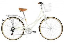 FabricBike Vélos de villes FabricBike Step City - Bicyclette hollandaise, Balade à vélo, vélo pour Femmes, vélo d'époque. Dérailleur Shimano 7 Vitesses (Sand Cream + Panier)