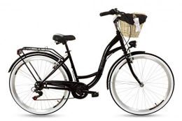 Goetze RGO052806-800413 Mood 28 B6 Vélo de Ville pour Femme Vélo hollandais rétro 6 Vitesses Éclairage LED Panier, Femme, Szwarz, m
