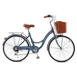 HBNW vélo HBNW Urban Commuter- Vélo de ville, 24 pouces confort traditionnel 6 vitesses Shimano avec panier et feu arrière pour homme et femme