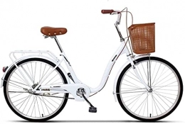 JYTFZD Vélos de villes JYTFZD WENHAO 24"Bicyclette Femme Aluminium Cruiser Bike 6 Speed ​​Shift V Brakes Ville Lumière Commuer Rétro Mesdames Adulte avec Panier de Voiture (Couleur: A) (Color : C)