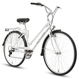 KOWM vélo KOWM zxc Vélos pour hommes vintage vélo navette cadre de vélo en acier au carbone 7 vitesses vélo cruiser unisexe pour hommes et femmes pédale de frein arrière (couleur : blanc)