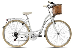 KS Cycling Vélos de villes KS Cycling Vélo de Ville Casino pour Femme - 28" - Blanc - 6 Vitesses - RH 48 cm - avec Panier - 48 cm