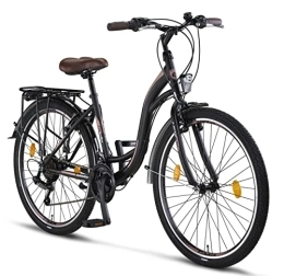 Licorne Bike vélo Licorne Bike Stella Premium City Bike 24, 26 et 28 pouces – Vélo pour filles, garçons, hommes et femmes – Dérailleur Shimano 21 vitesses – Vélo hollandais, Garçon, Noir , 26