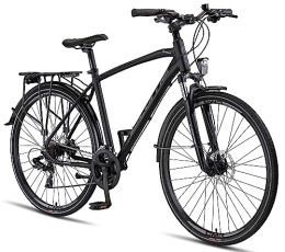 Licorne Bike Vélos de villes Licorne Bike Vélo de trekking de qualité supérieure en aluminium de 28” pour garçons, filles, femmes et hommes - 21 vitesses - VTT - Crossbike (homme, noir) Standard