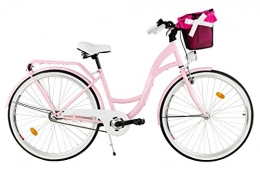 Milord Bikes vélo Milord City Comfort Vélo de ville pour femme Style hollandais avec porte-bagages arrière 3 vitesses Rose 26"