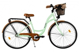 Milord Bikes Vélos de villes Milord. Vélo de Confort avec Panier Bicyclette Femme City Bike Vélo de Ville, 1 Vitesse, Menthe, 26 Pouces