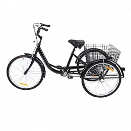 MuGuang Vélos de villes MuGuang 24 Pouces 3 Roues Seule Vitesse Velo Tricycle Trike Cruise avec Panier pour Les Adultes et Les Personnes âgées（Noir）