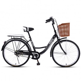 QX Vélos de villes QX Vélo de Confort avec Panier Bicyclette Femme City Bike Vélo de Ville, 1 Vitesse, 24 Pouces, Noir