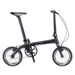 SAVADECK vélo SAVADECK Vélo Pliants, 14” Cadre en Fibre de Carbone Bicyclette Pliable de Mini Ville de vélo de Piste de Vitesse Simple avec phares
