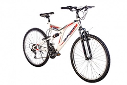 SCH Rider Full Suspension Shimano Vélo Homme, Blanc/Rouge, Taille 24"