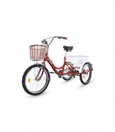 Riscko Vélos de villes Tricycle pour Adultes avec Deux paniers (Rouge)