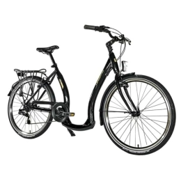 Leaderfox Vélos de villes Velo Musculaire City Bike 26 Leader Fox EMA 2023 Femme Noir 7V Cadre ALU 19 Pouces (Taille Adulte 175 à 183 cm)