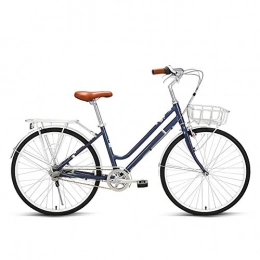 ZZD Vélos de villes Vélo confortable femmes de 26 pouces à 3 vitesses, vélo de ville en alliage d'aluminium antirouille avec guidon vitesse variable et siège confortable, pour conduite plein air et shopping, Dark blue