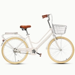 ZMHPLKH vélo Vélo de Ville vélo pour Femme Velo Homme Adulte vélo néerlandais Vélo de Confort Retro, 1 Vitesse / 6 Vitesses en Option, Design léger, élégant et élégant, avec Verrouillage antivol et Pompe 26in White