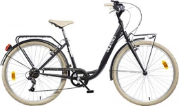 Aurelia vélo Vélo Femme Aurelia City 66 cm Alliage V-Brake Mouvement Thun Cartdrige avec Transmission 18 Vitesses Porte-Bagage Noir