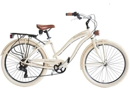 Velomarche vélo Vélo femme SUNONTHEBEACH 26 6 V. Cadre aluminium taille 43 Beige