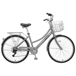 MLSH Vélos de villes Vélo homme & femme rétro, vélo de sport étudiant de 26 pouces en alliage d'aluminium de dureté élevée, vélo extérieur 7 vitesses - gris