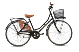 Genérico Vélos de villes Vélo pour femme de marche hollandais taille 26 vélos de ville vintage avec panier noir