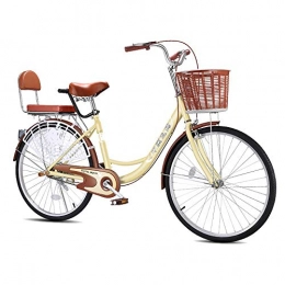 MLSH Vélos de villes Vélo simple pour femme adulte, vélo de vitesse simple d'étudiant extérieur de 24 '' à haute dureté et à haute teneur en carbone, vélo de route urbain extérieur - brun