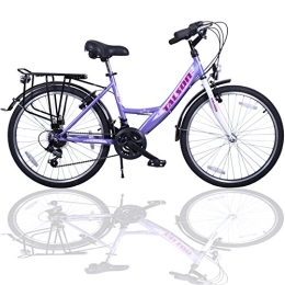  Vélos de villes Vélo Talson 24" 21 vitesses Dérailleur Shimano avec éclairage, violet  / blanc