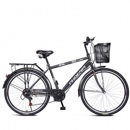 ZZD Vélos de villes Vélos de banlieue 7 vitesses pour hommes et femmes, vélos de ville confortables en acier au carbone avec changement de vitesse au guidon et doubles freins pour les sorties et le travail, Glass black