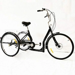 Wangkangyi 26 pouces 3 roues avec panier à provisions 6 vitesses Adulte Cruise Trike Ville Shopping Vélo Blanc élégant