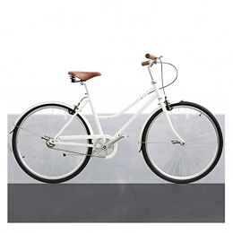 WXDP Vélos de villes WXDP Vélo autopropulsé pour adultes et femmes, cadre en acier à haute teneur en carbone, vélo de ville à 3 vitesses, siège marron et poignées en alliage d'aluminium, blanc, B