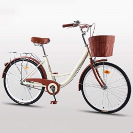 ZHOUZJ vélo ZHOUZJ Vlo de Confort Bicyclette Femme City Bike Vlo de Ville, 1-Vitesse, 20 Pouces, 24 Pouces, 26 Pouces, Beige, 20