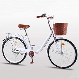 ZHOUZJ vélo ZHOUZJ Vlo de Confort Bicyclette Femme City Bike Vlo de Ville, 1-Vitesse, 20 Pouces, 24 Pouces, 26 Pouces, Blanc, 20