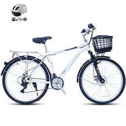 ZZD Vélos de villes ZZD Vélo de Ville pour Femme 21 Vitesses, 26 Pouces en Alliage d'aluminium Vélo de Banlieue léger et Confortable avec Frein à Disque et Fourche Avant amortissante, Blanc