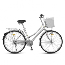 ZZD vélo ZZD Vélo pour Femmes Confortable en Alliage d'aluminium de 26 Pouces, vélo de Banlieue Shimano à 3 Vitesses, avec éclairage de vélo, Aucune Batterie nécessaire, pour la Conduite en Plein air