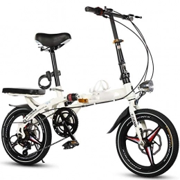 Mrzyzy vélo 16 Pouces Ultra léger vélo Portable Mini Pliant Adulte Scooter Double Freins à Disque et Double Choc, vélos confort, pour Le Travail Voyage à vélo en Plein air et Le navettage Out ( Color : White )