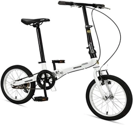 Aoyo vélo 16" Vélos pliants, haute teneur en carbone en acier Poids léger vélo pliant, Mini monovitesse renforcé Cadre de banlieue vélo, portable léger, (Color : White)